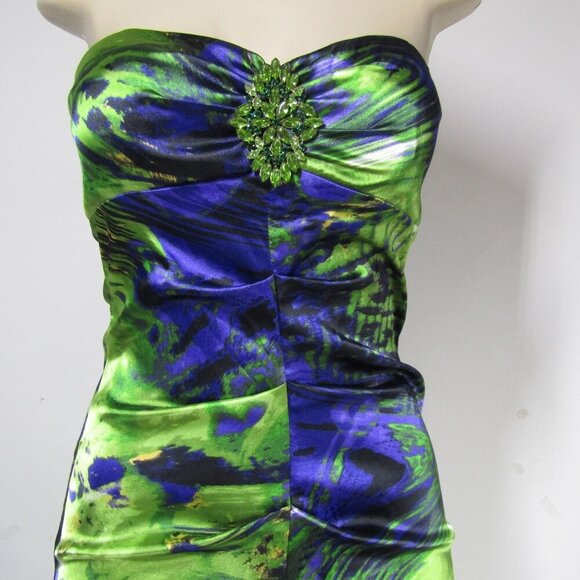 VTG Xscape 8 STRAPLESS Mermaid Jeweled Trumpet Prom Formal Purple Maxi Dress - Picture 2 of 12